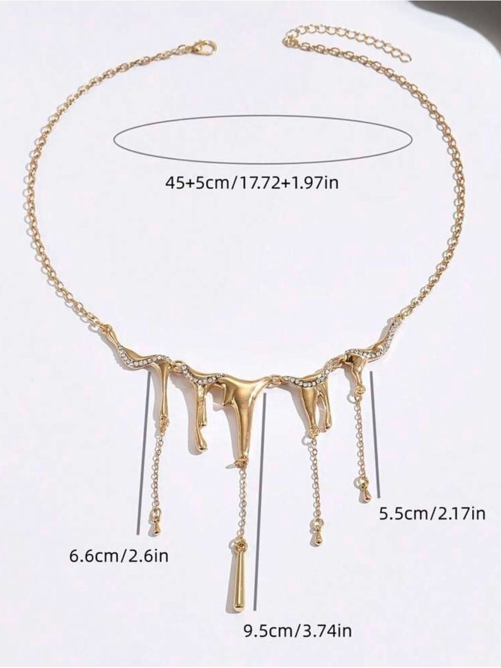 Gold Drip Crystal-Accent Necklace - Picture 3 of 4